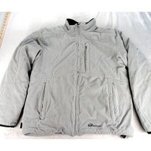Obermeyer‎ Jacket Mens Medium Off White Zip Pockets Insulated Corduroy Full Zip